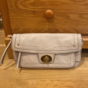 Coach Hampton leather large wristlet clutch.